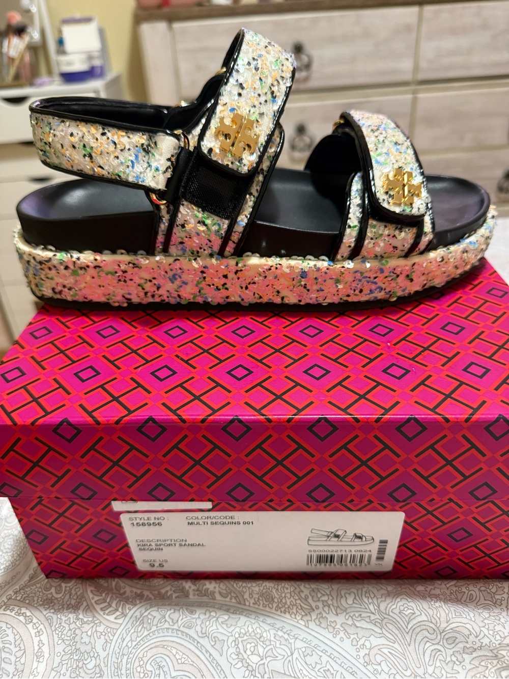 Tory Burch Multicolor Sequin Platform Sandal